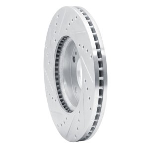 Kia Rondo Brake Rotor (1) - Front Right - R1 Concepts - Drilled & Slotted - Silver - `07-`10